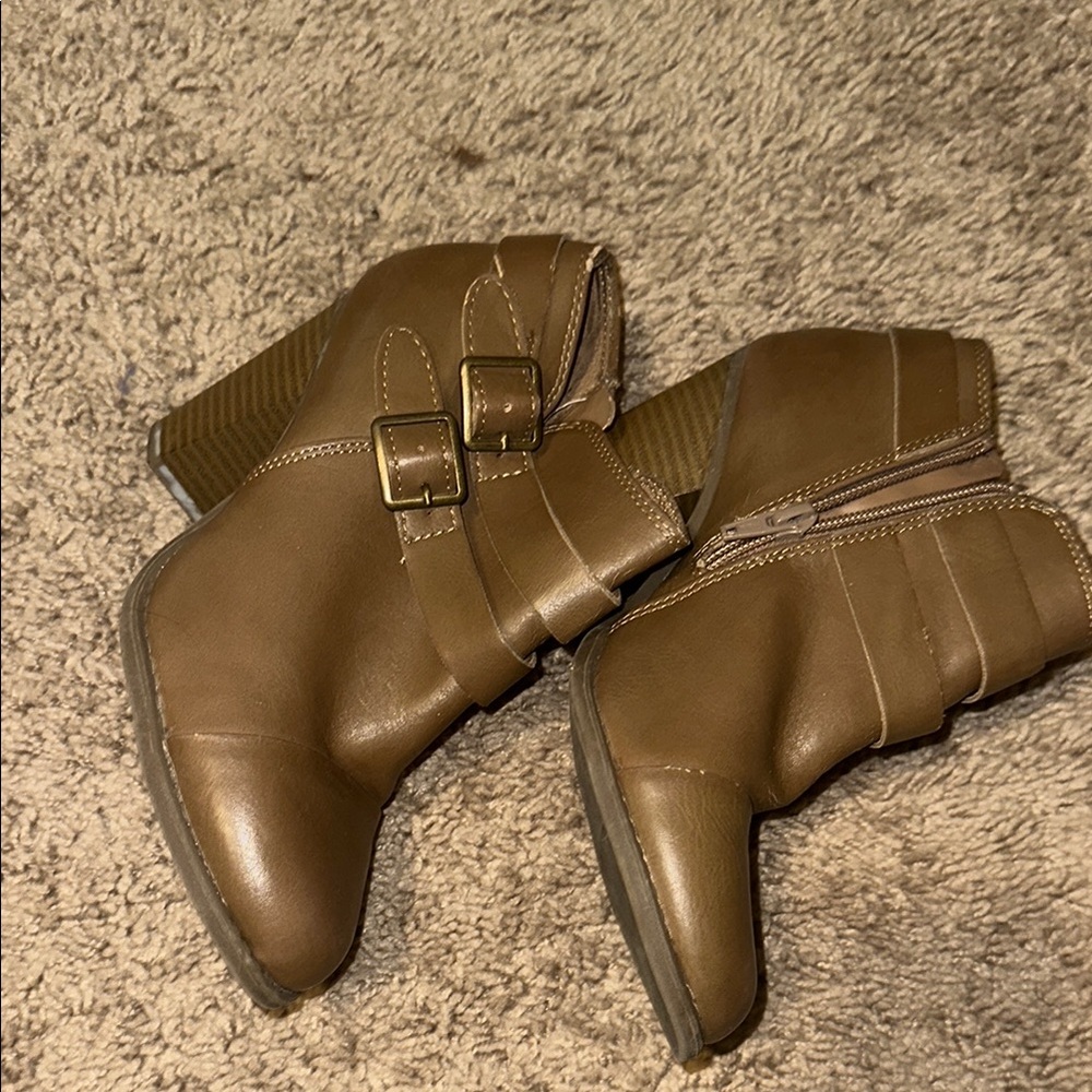 LC Lauren Conrad Brown Ankle Boots with Buckle Straps